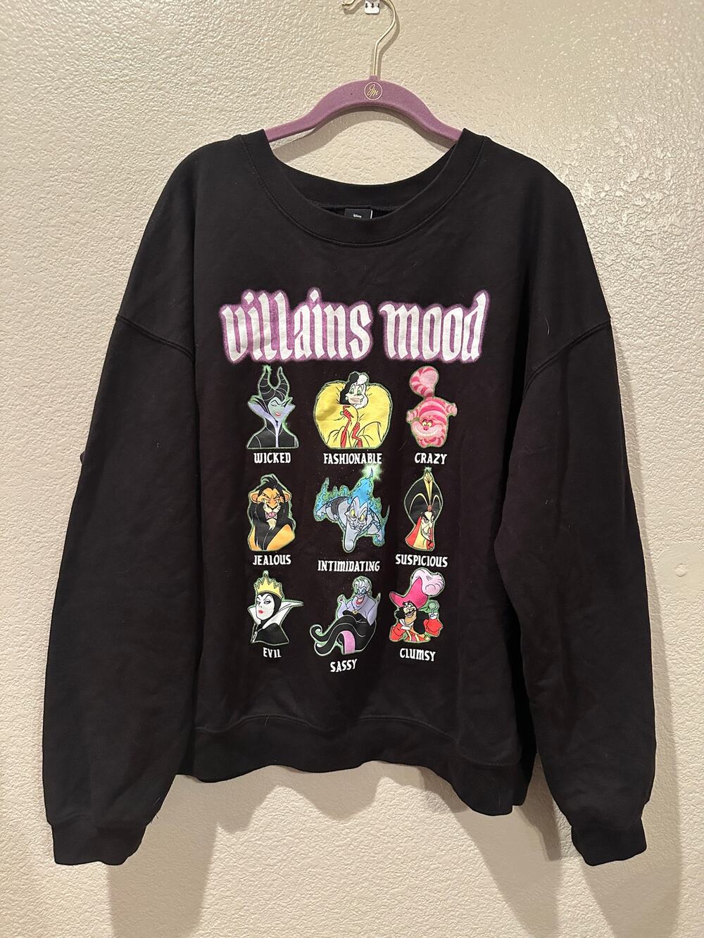 Disney Villains Moods Portrait Black Crewneck Sweatshirt XXXL
